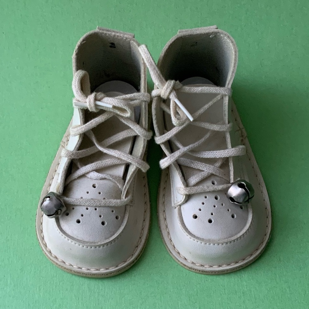 Vintage White Baby Shoes with Bells
